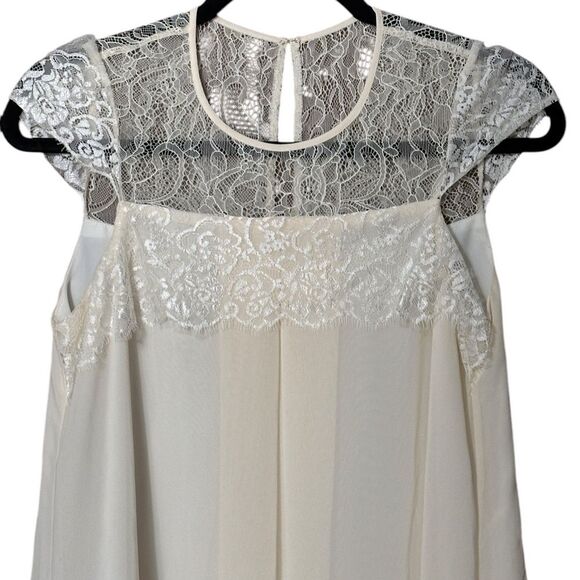 BCBGeneration BCBG Cream Babydoll Semi Sheer Lace Dress Size XS - Picture 3 of 7